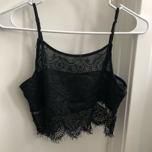 LF Lace Black Crop Top